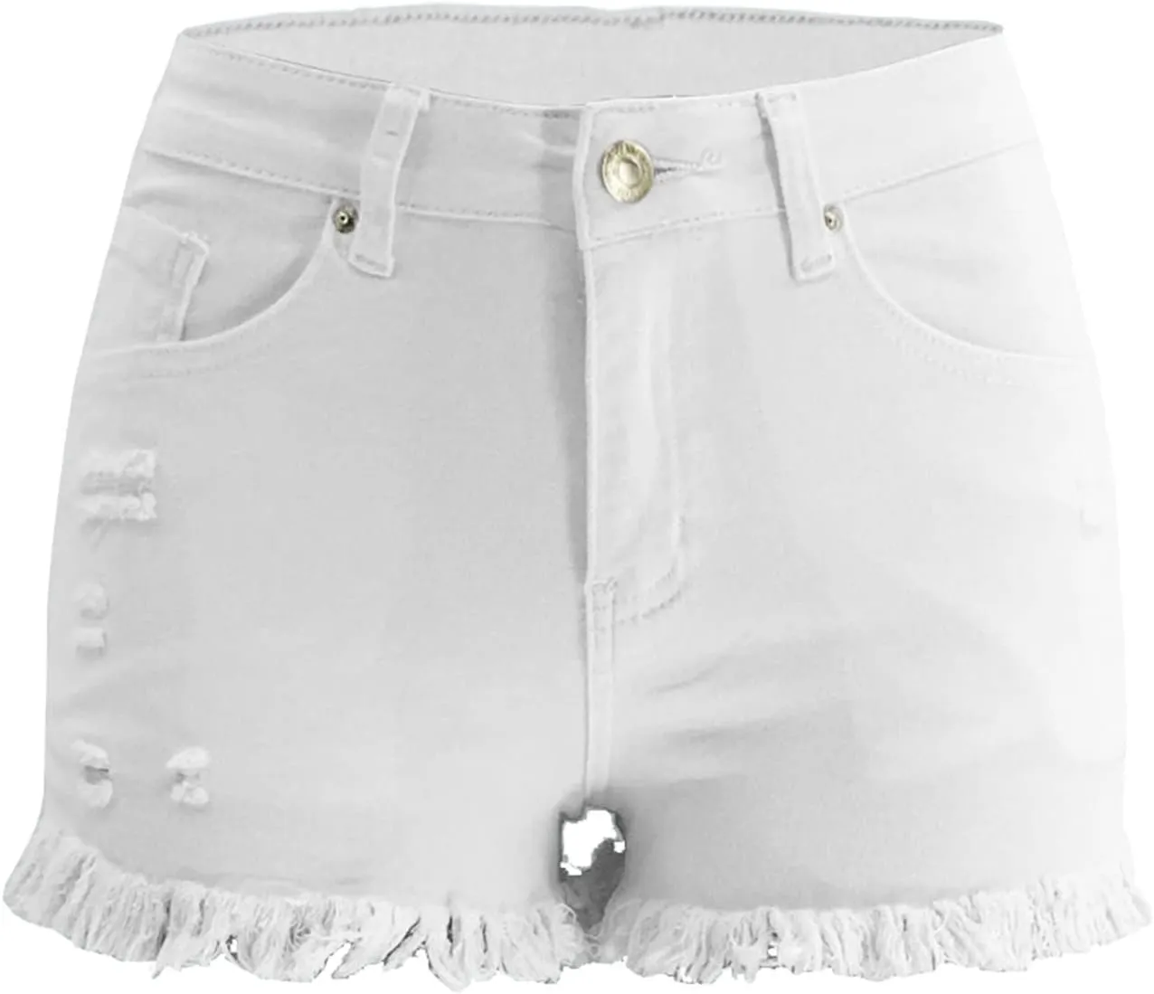 2025 Women Destroyed Denim Shorts High Waisted Raw Hem Shorts Sexy Ripped Jean Stretch Distressed Denim Short