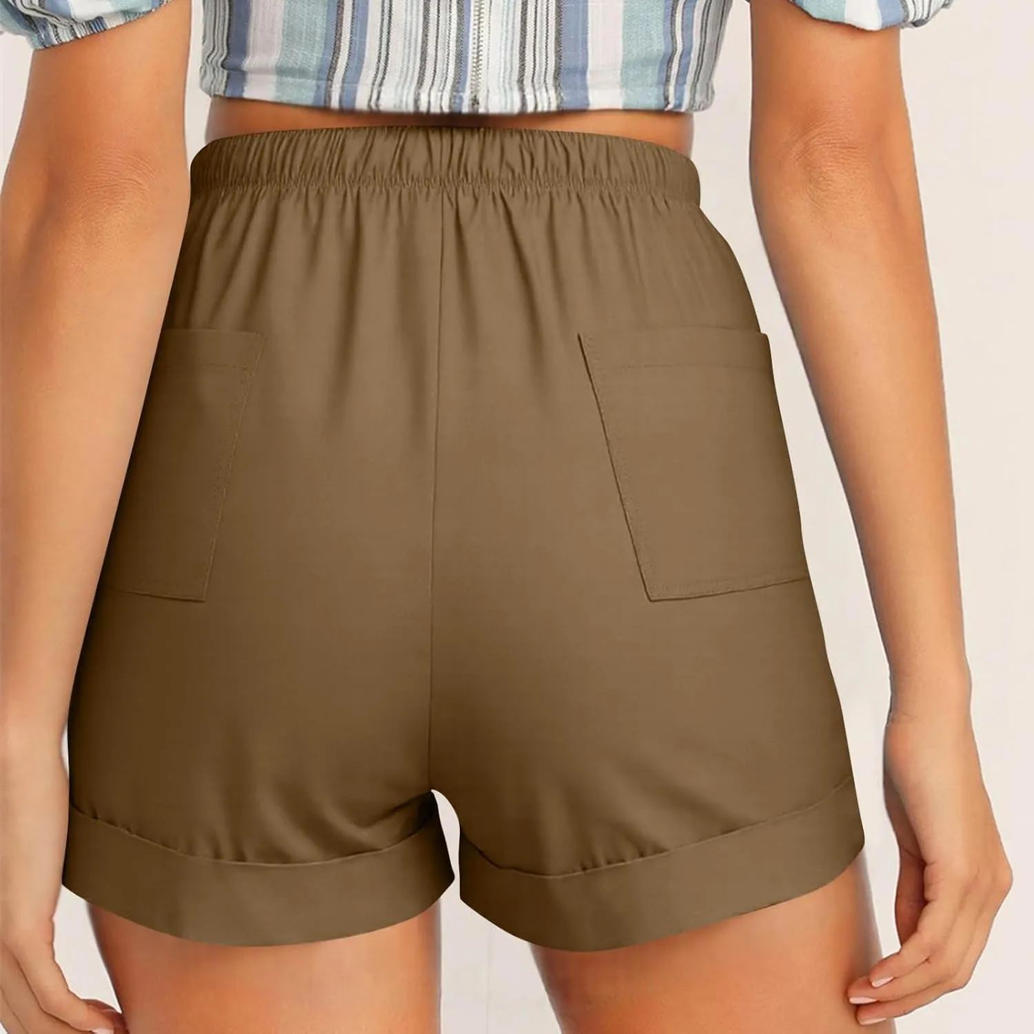 2025 Women's Cargo Shorts Casual Summer Elastic High Waisted Shorts Athletic Hiking Outdoor Outfits with Pockets