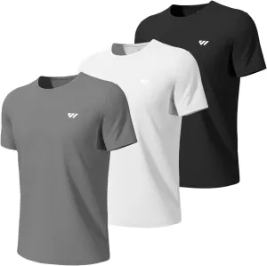 3-5 Pack Men Workout Shirts Quick Dry Running T-Shirt Short Sleeves Crew Neck Tee Athletic Moisture Wicking Gym Top UPF 50 