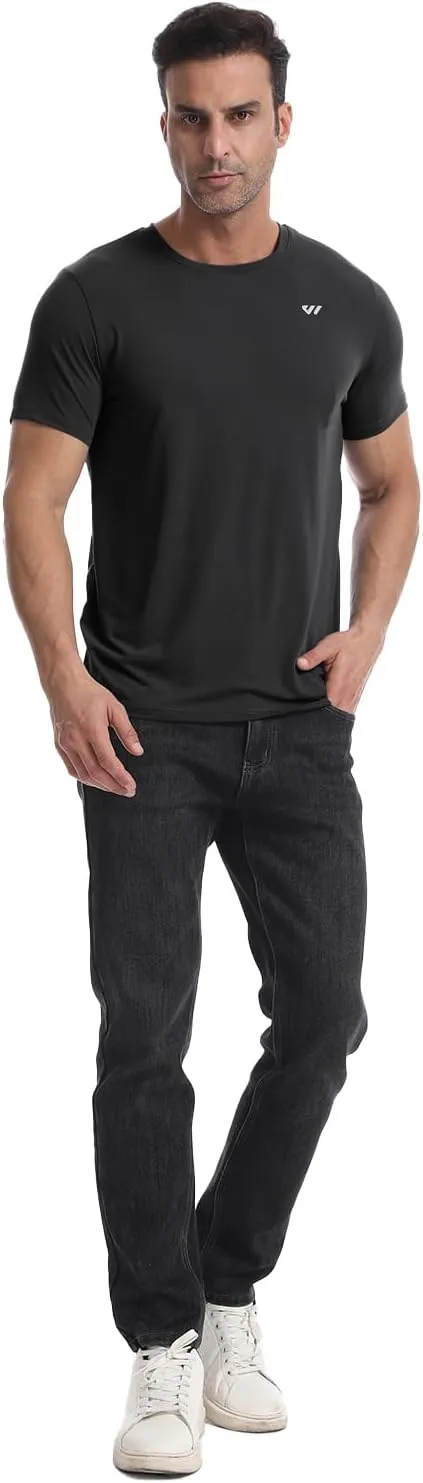 3-5 Pack Men Workout Shirts Quick Dry Running T-Shirt Short Sleeves Crew Neck Tee Athletic Moisture Wicking Gym Top UPF 50 