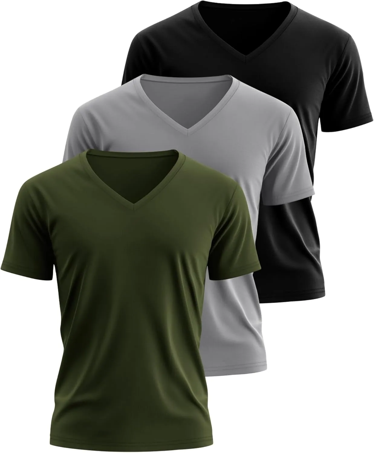 3 Pack Big and Tall Cotton Shirts for Men M-7XL Soft V Neck Shirt Plus Size Short Sleeve Tee Undershirt Casual Tops