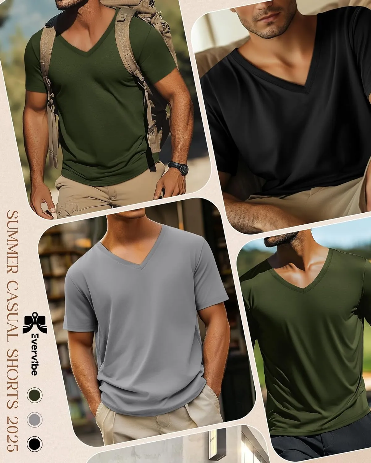 3 Pack Big and Tall Cotton Shirts for Men M-7XL Soft V Neck Shirt Plus Size Short Sleeve Tee Undershirt Casual Tops