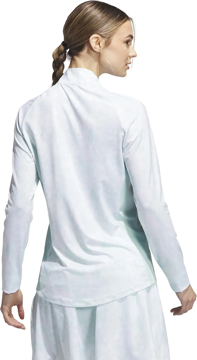 adidas Women's Essentials Long Sleeve Printed Mock Golf Polo Shirt