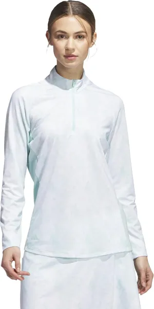 adidas Women's Essentials Long Sleeve Printed Mock Golf Polo Shirt