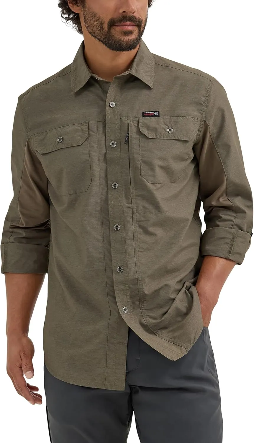ATG by Wrangler Men's Long Sleeve Mixed Material Shirt
