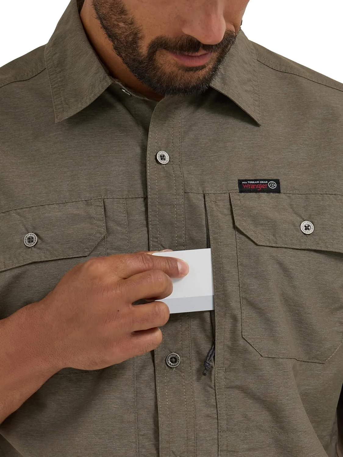 ATG by Wrangler Men's Long Sleeve Mixed Material Shirt