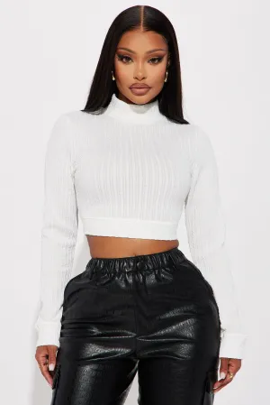 Autumn Long Sleeve Crop Top - Off White
