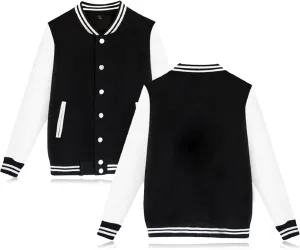babyhealthy Women's Men's Varsity Baseball Jacket Casual Letterman Bomber Jacket Windbreaker Lightweight Jacket Coat