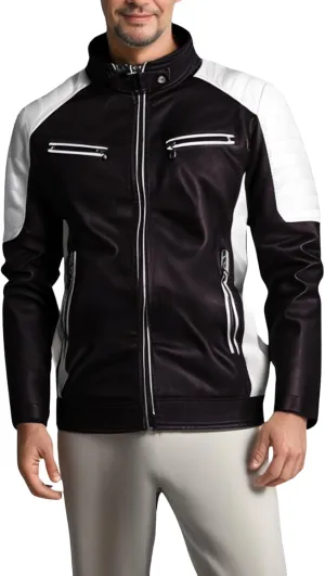 Bengbobar Men's Riding Jackets for Motorcycles Men Leather Biker Motorcycle Biker Waterproof Military Tops Full Zip Fall Coat