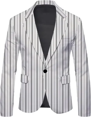 Blazer for Men Striped Polka Dot Leopard Lightweight Suit Jacket Slim Fit Casual Coats Work for Dinner,Prom,Wedding