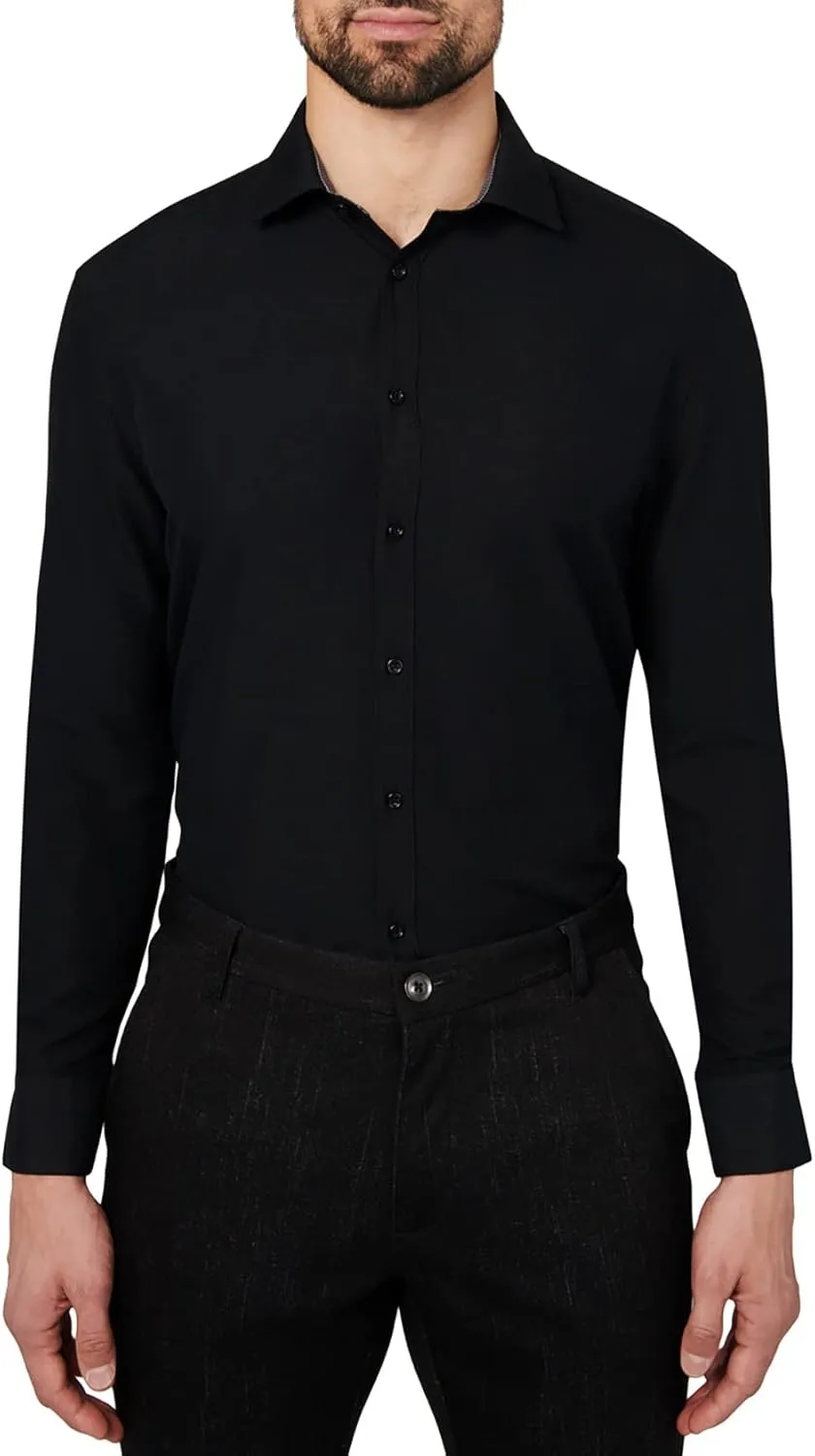 Calabrum Mens Long Sleeve Wrinkle Free Performance Dress Shirt