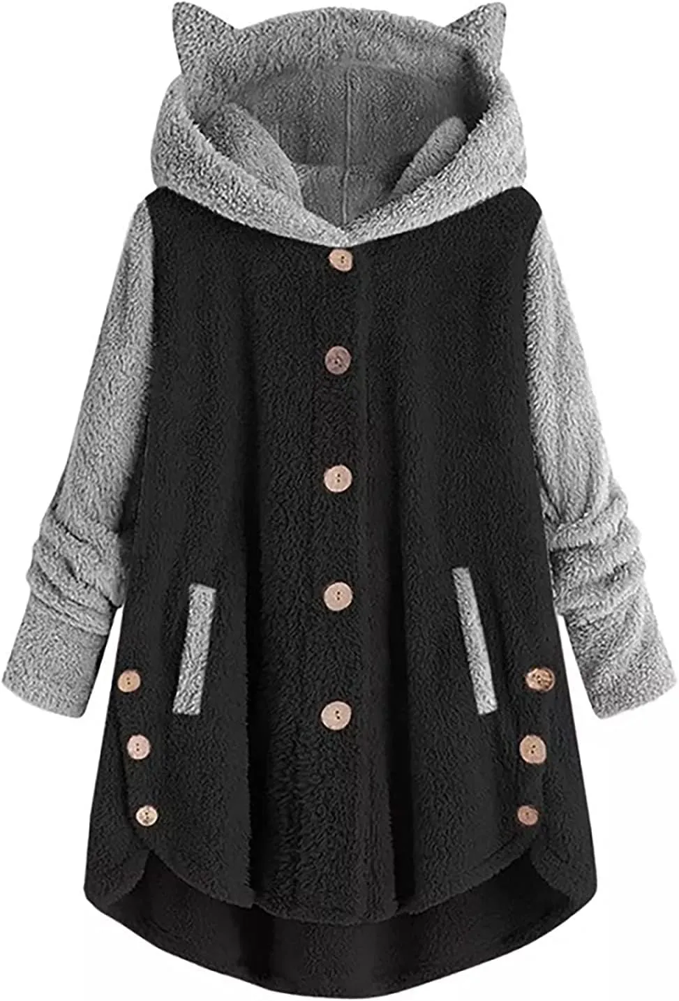 Cat Ear Hoodie Women's Plus Size Coats Hoodies for Women Hoodies for Teen Girls Cute Button Up Bear Hoodie with Ears