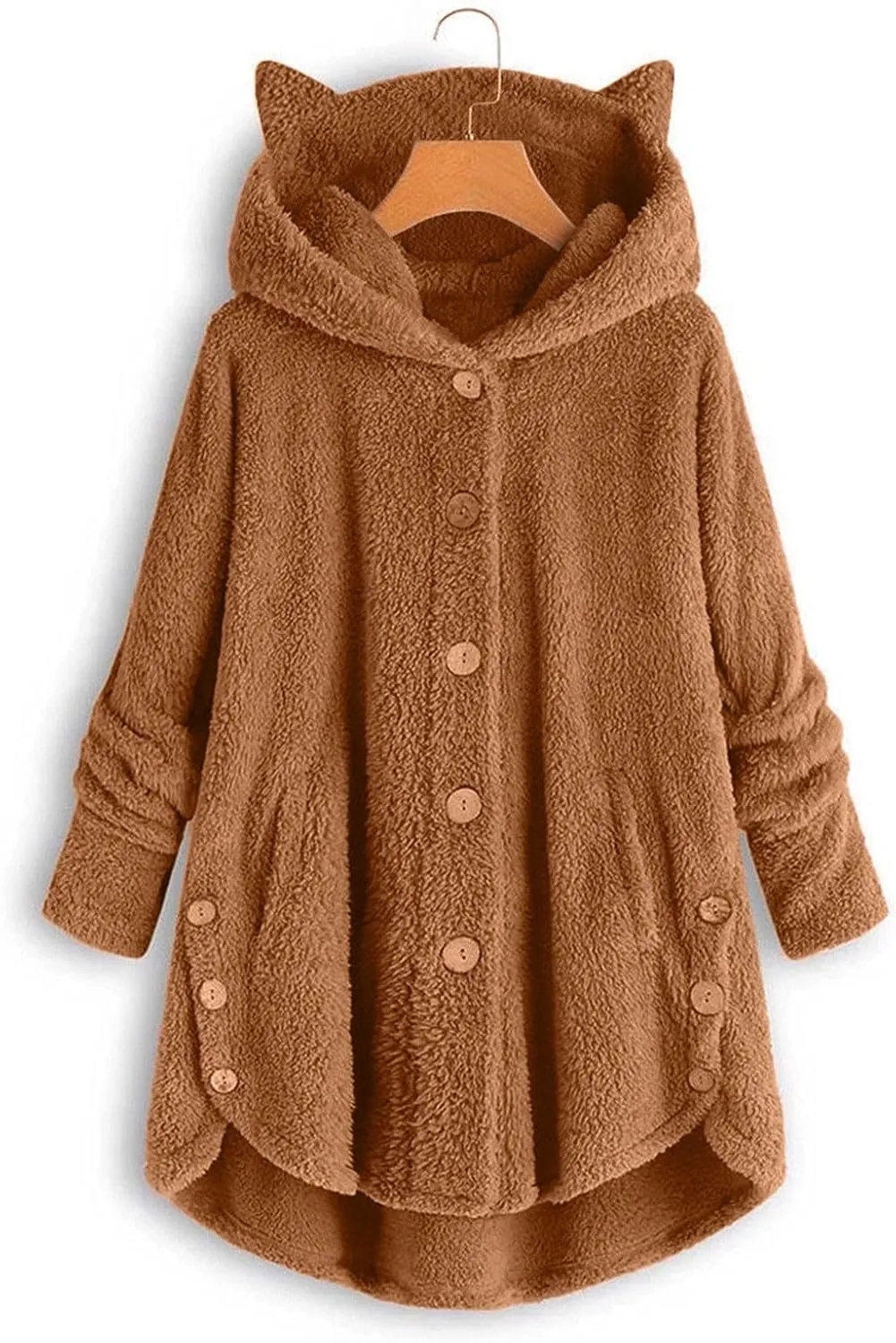 Cat Ear Hoodie Women's Plus Size Coats Hoodies for Women Hoodies for Teen Girls Cute Button Up Bear Hoodie with Ears