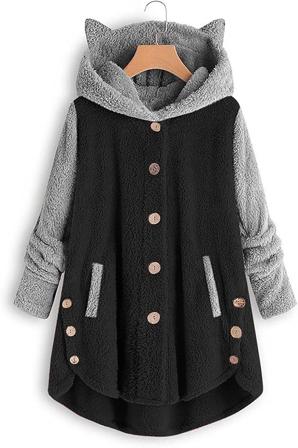 Cat Ear Hoodie Women's Plus Size Coats Hoodies for Women Hoodies for Teen Girls Cute Button Up Bear Hoodie with Ears