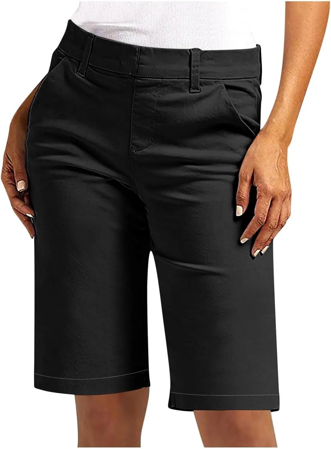 Chino Shorts for Women Dressy Casual 2025 Summer High Waisted Bermuda Shorts Straight Leg Hiking Vacation Outfits