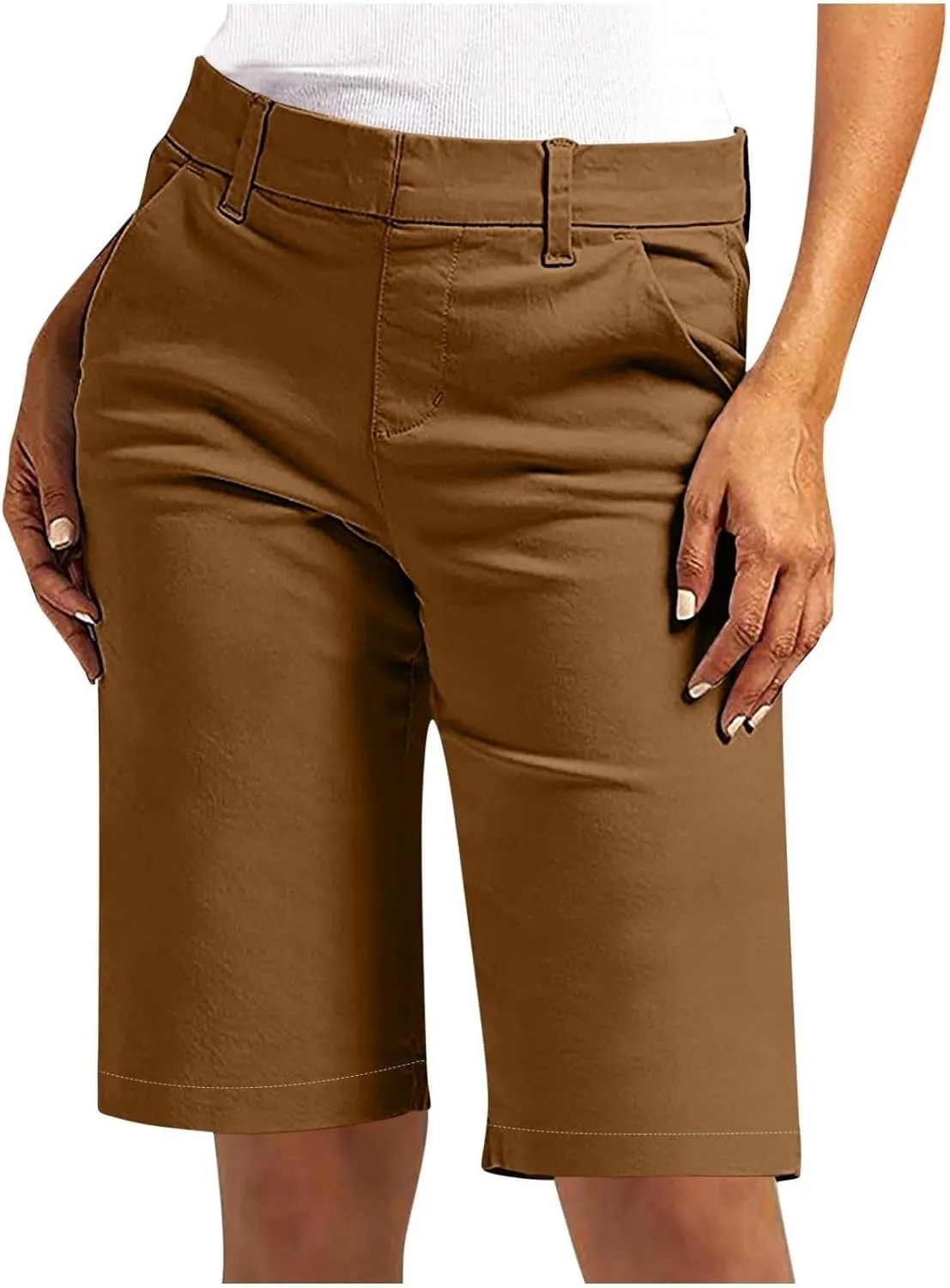 Chino Shorts for Women Dressy Casual 2025 Summer High Waisted Bermuda Shorts Straight Leg Hiking Vacation Outfits