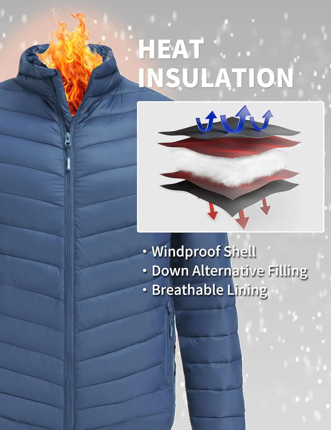 COOFANDY Men's Puffer Jacket Packable Lightweight Puffy Jackets with Zippered Pockets Down Alternative Winter Coat