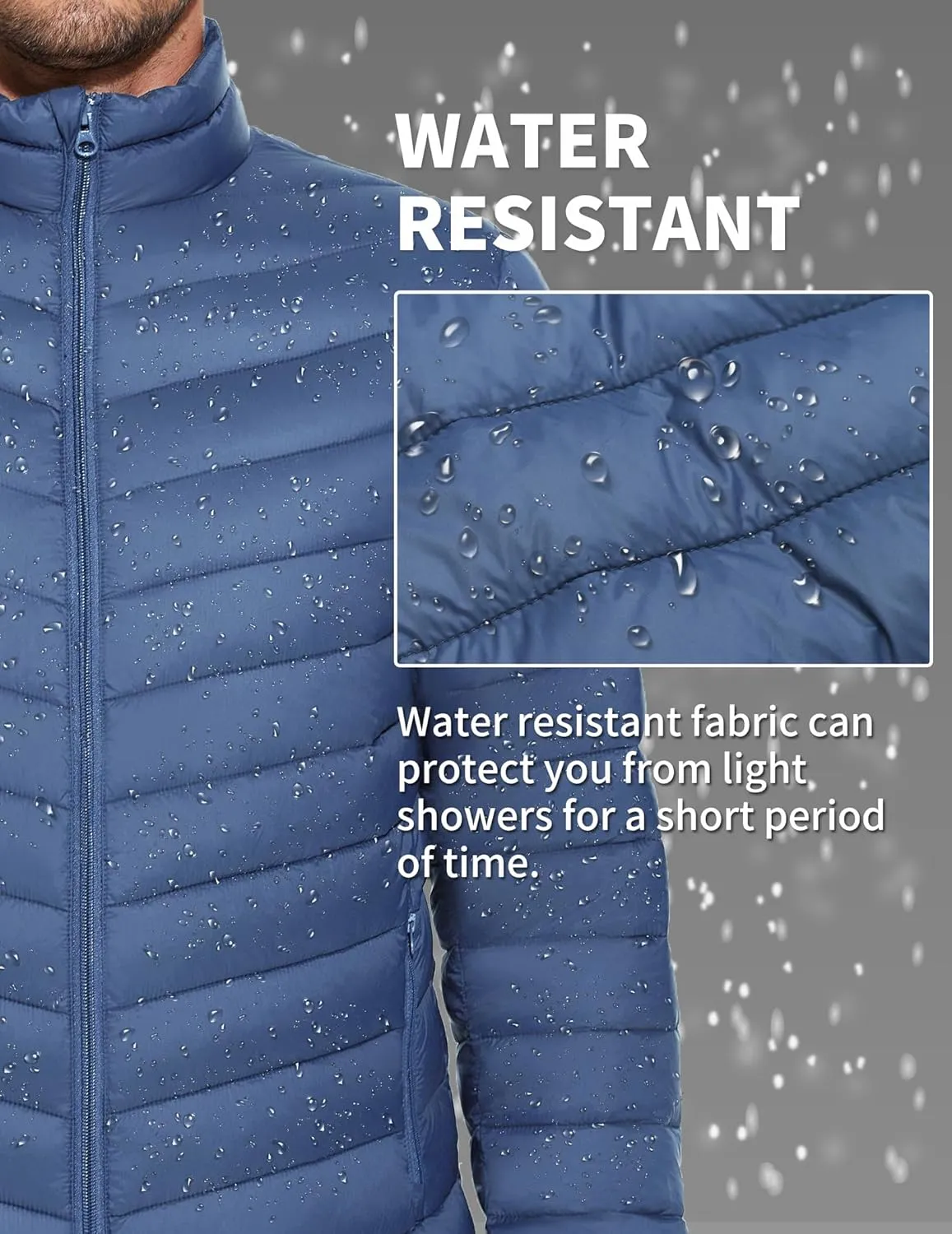 COOFANDY Men's Puffer Jacket Packable Lightweight Puffy Jackets with Zippered Pockets Down Alternative Winter Coat