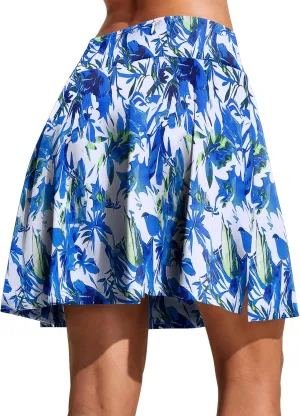 COOrun 18" Tennis Skirt Knee Length High Waist Skorts Skirts for Women Golf Pleated Built-in Shorts Skirts with Pockets