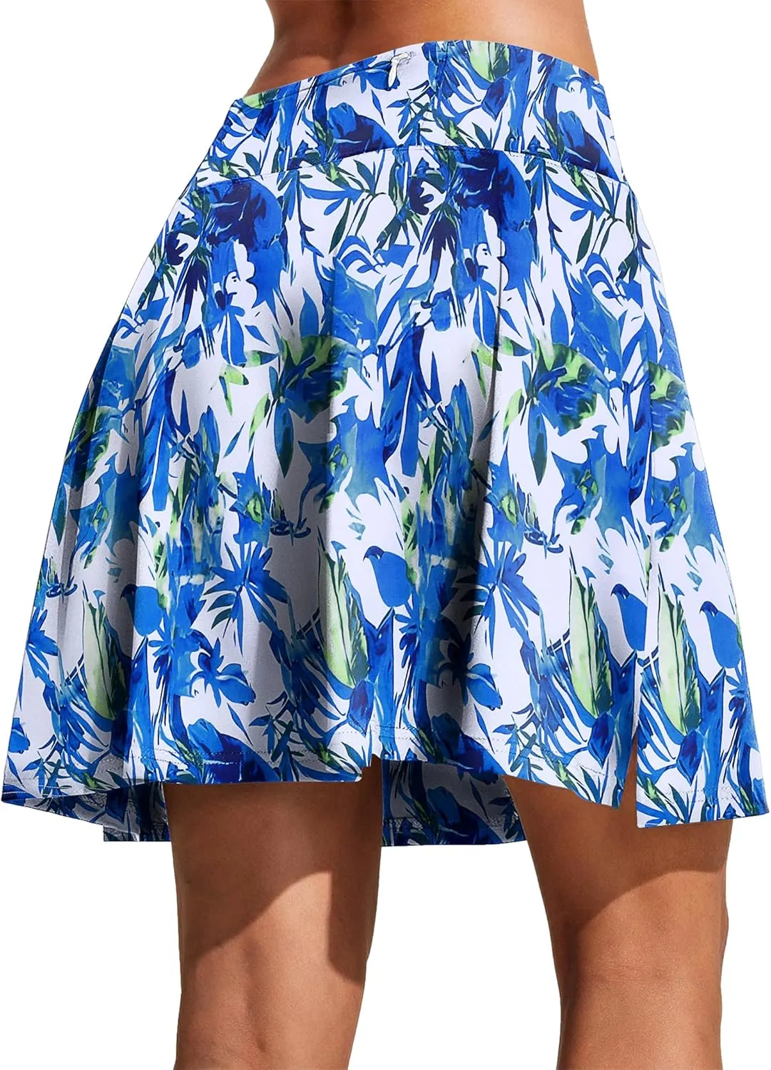 COOrun 18" Tennis Skirt Knee Length High Waist Skorts Skirts for Women Golf Pleated Built-in Shorts Skirts with Pockets