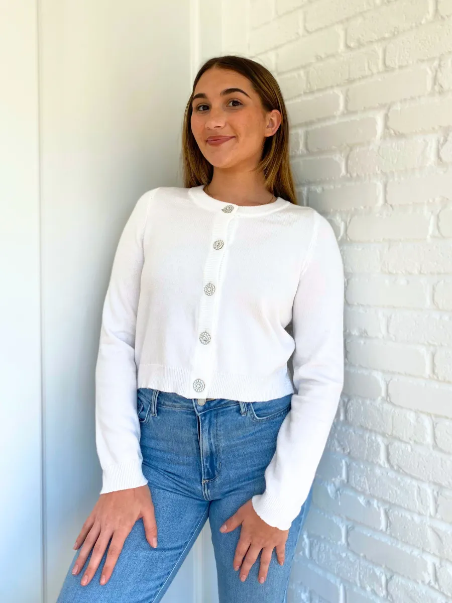 Crystal Button Sweater Cardigan