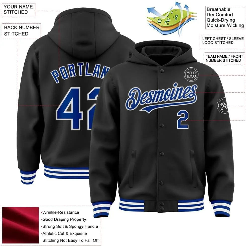 Custom Baseball Hoodie Jackets Men Women Youth Personalized Varsity Letterman Jackets Stitched Name Number Logo