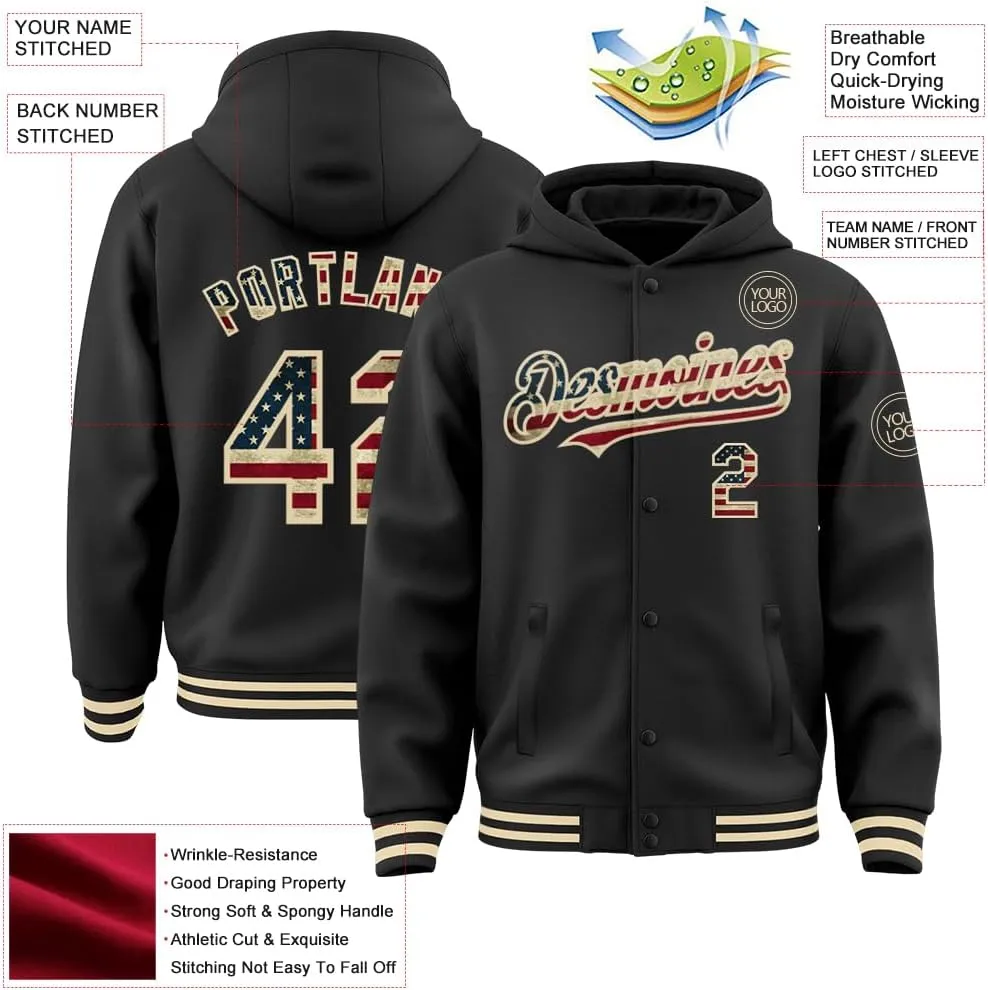 Custom Hoodie Baseball Jackets Personalized Varsity Letterman Jackets Stitched Name Number Logo for Men Women Youth