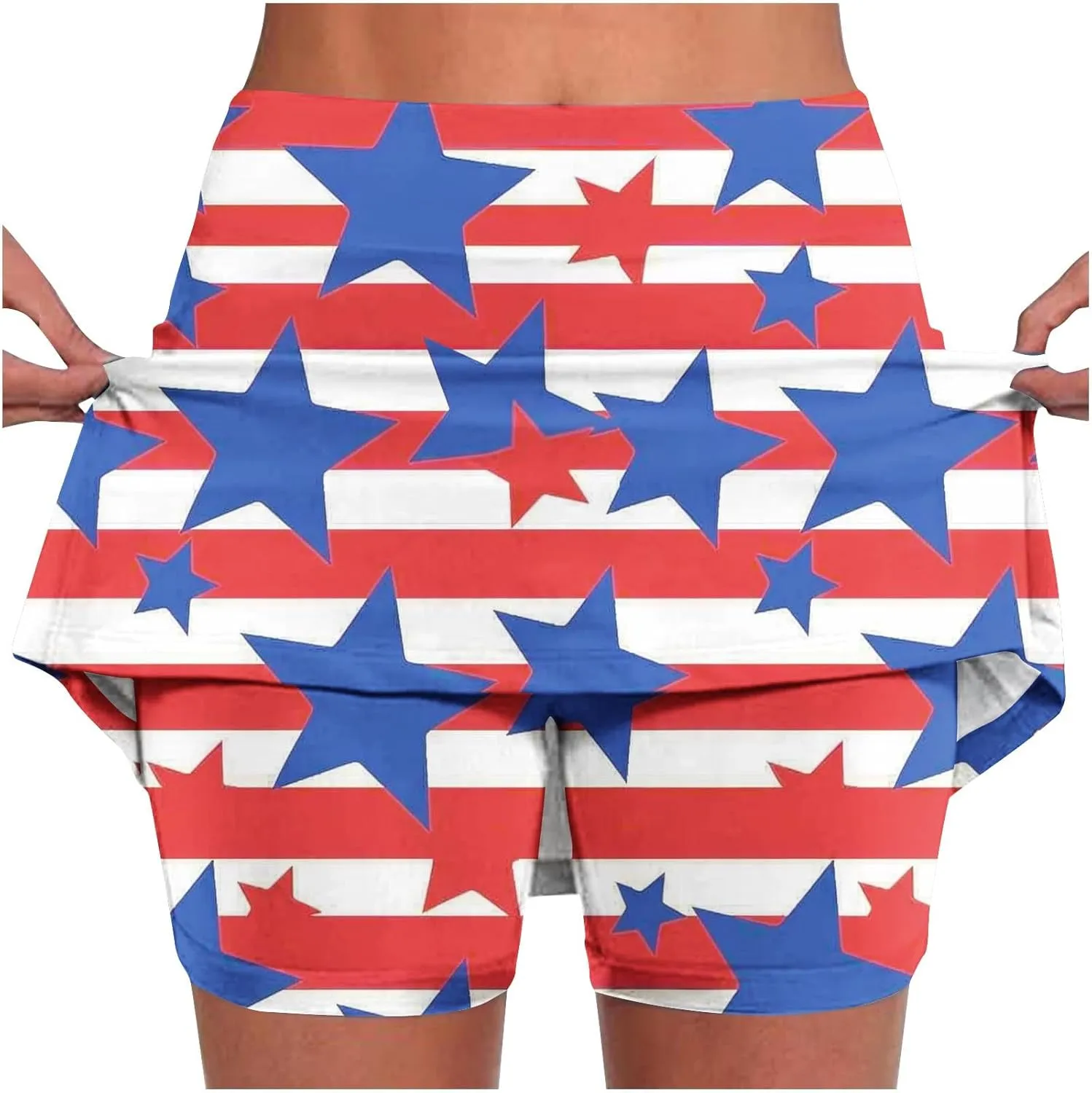 DDAPJ pyju 4th of July Tennis Skirt for Women High Waisted Athletic Skorts Running Workout Patriotic Skirts Skirted Shorts