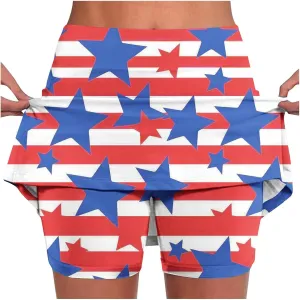 DDAPJ pyju 4th of July Tennis Skirt for Women High Waisted Athletic Skorts Running Workout Patriotic Skirts Skirted Shorts
