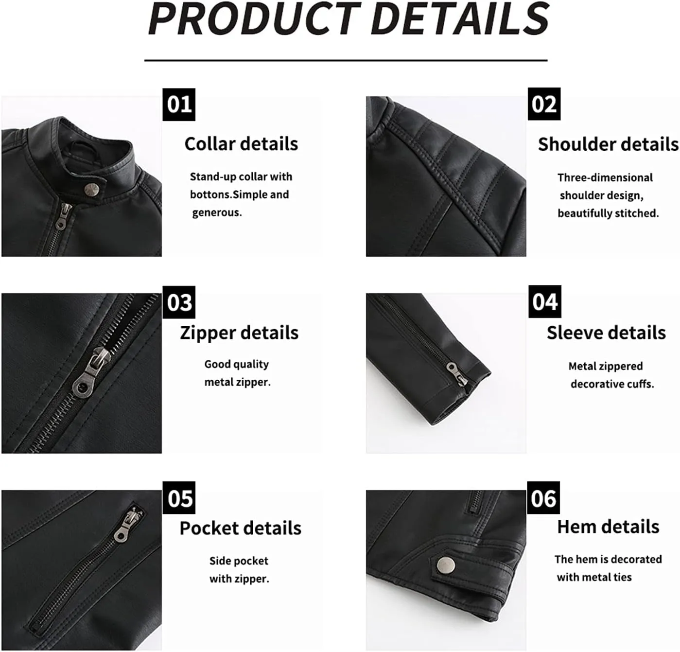 DEAR MODEL Faux Leather Jacket Women Bomber Jacket Women's Belted Motorcycle Jacket