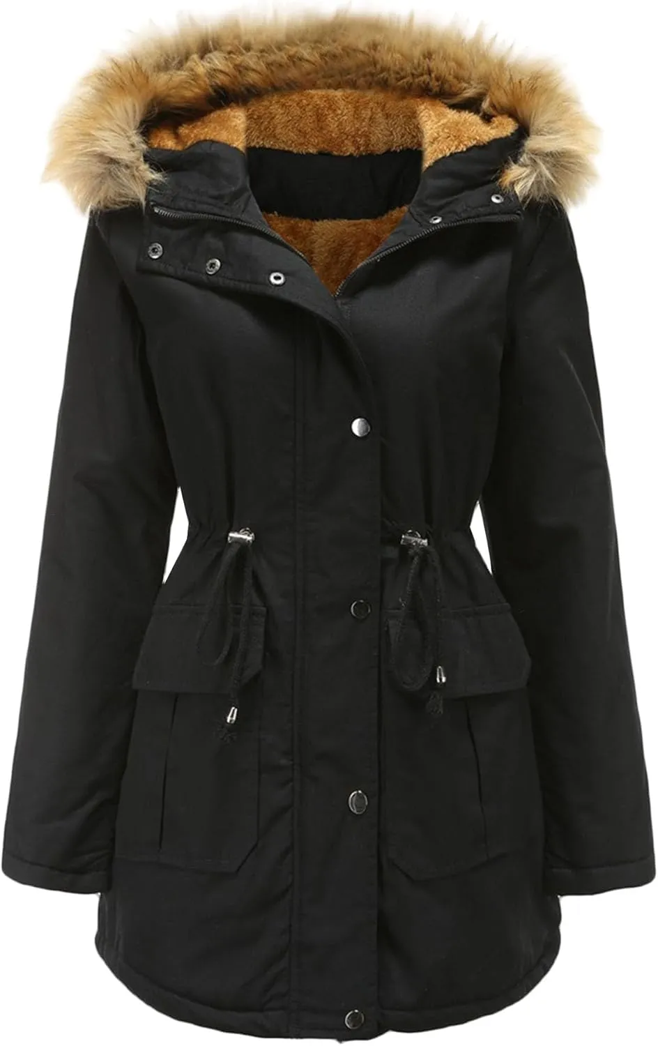 DGHM-JLMY 1/2 Pack Womens Stylish Winter Coats Fashion Solid Fall Hooded Warm Padded Cotton Coat Thick Fleece Lined Parka