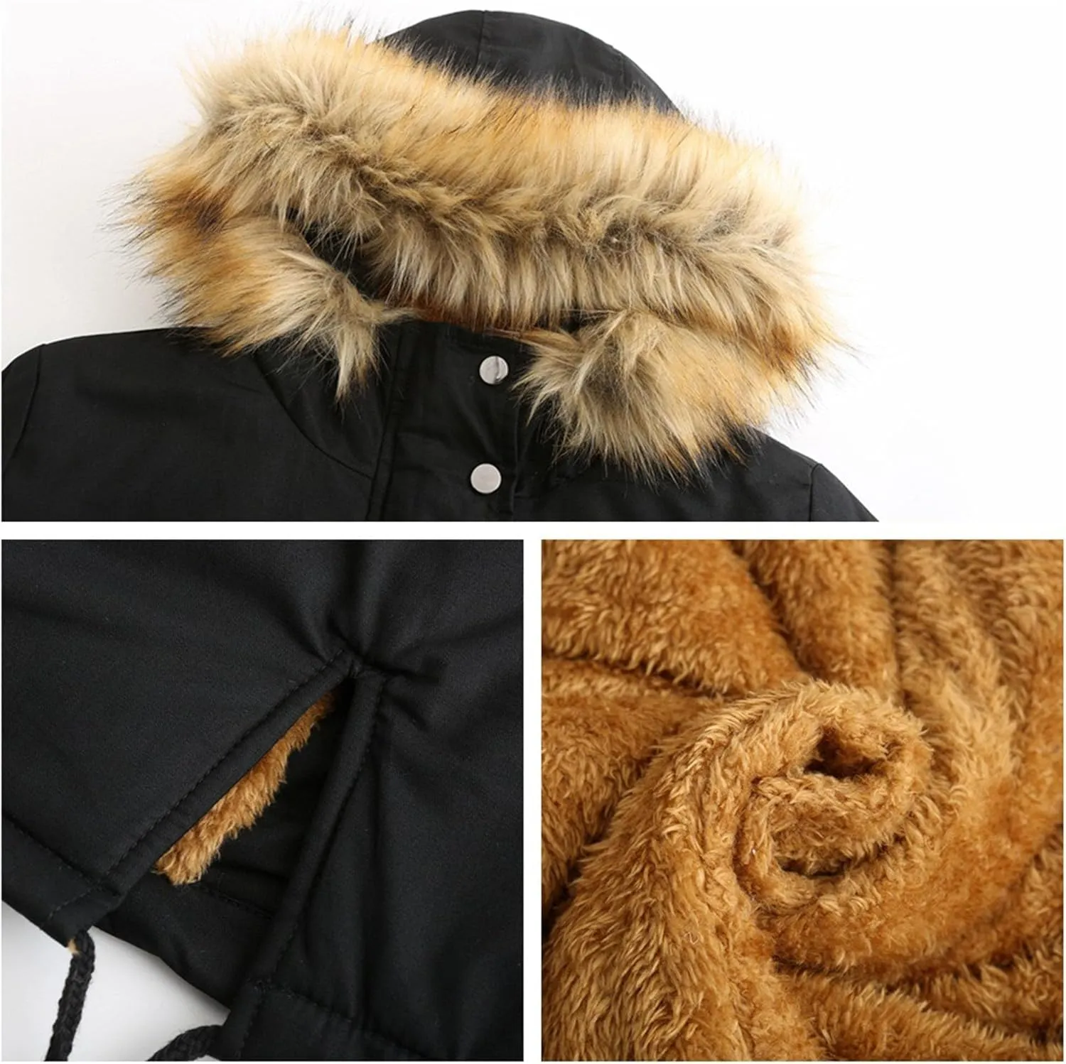 DGHM-JLMY 1/2 Pack Womens Stylish Winter Coats Fashion Solid Fall Hooded Warm Padded Cotton Coat Thick Fleece Lined Parka