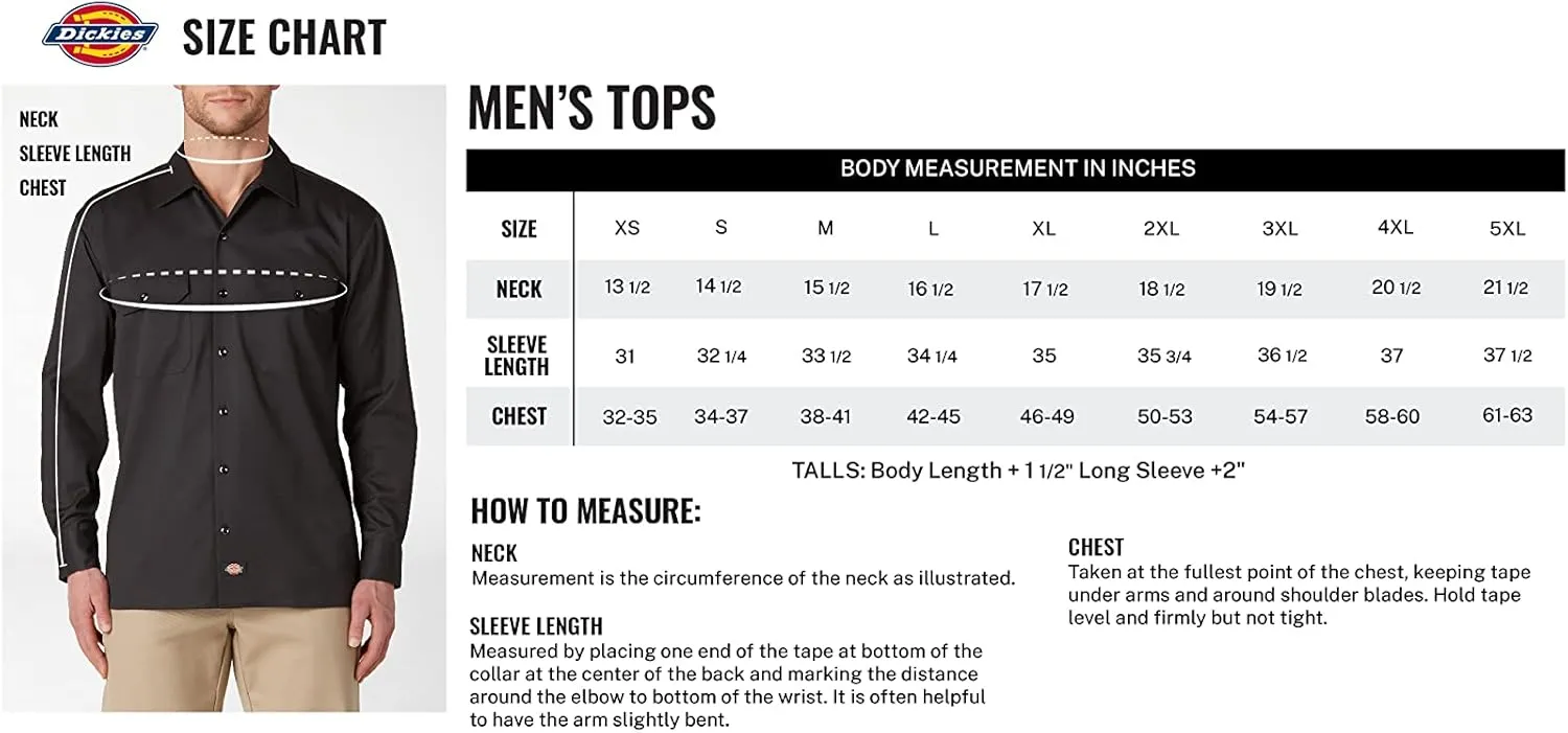 Dickies Men's Big and Tall Long Sleeve Work Shirt