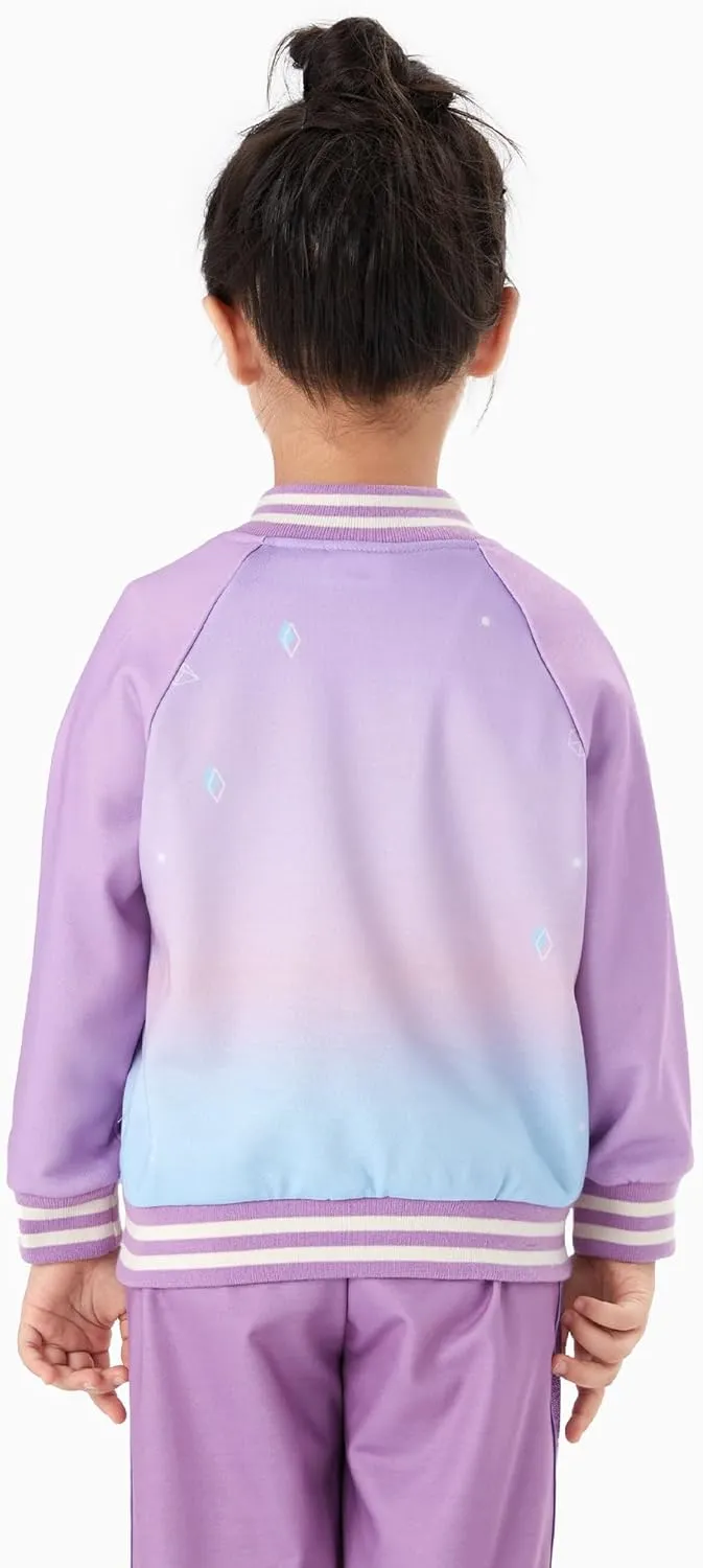 Disney Frozen Elsa Princess Moana Ariel Rapunzel Toddler Girl Varsity Bomber Jacket Lightweight Zip-up Sweatshirt 2-6T