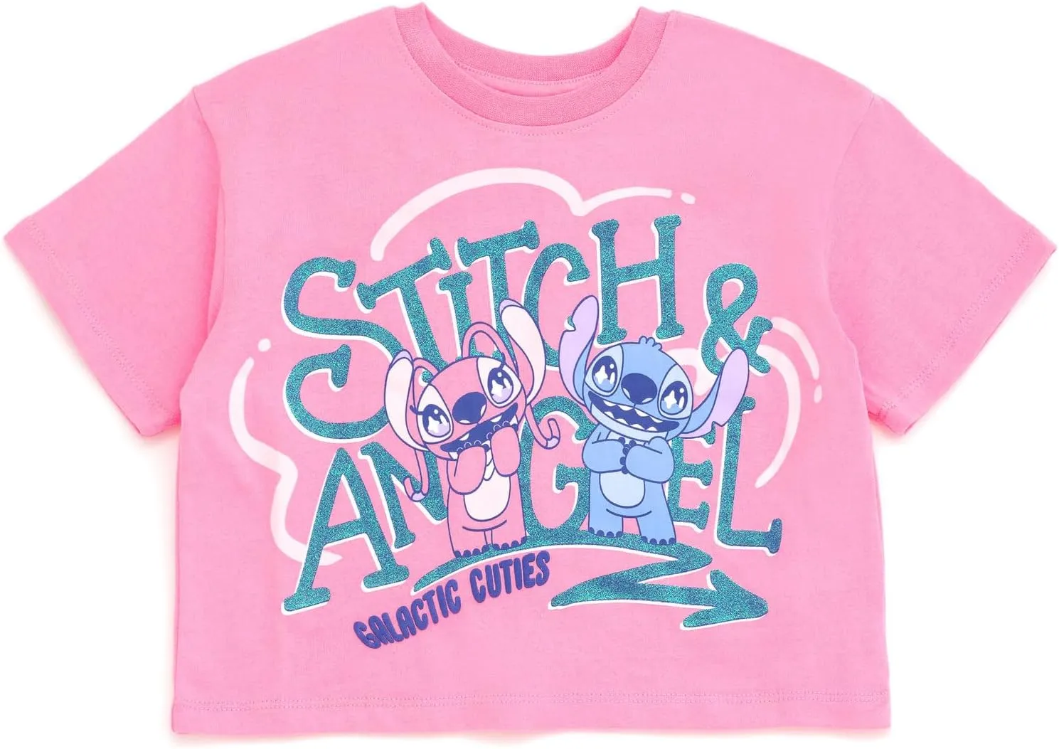 Disney Junior Girls Cropped Boxy T-Shirt and Bike Shorts Outfit Set Toddler to Big Kid Sizes (2T - 14-16)