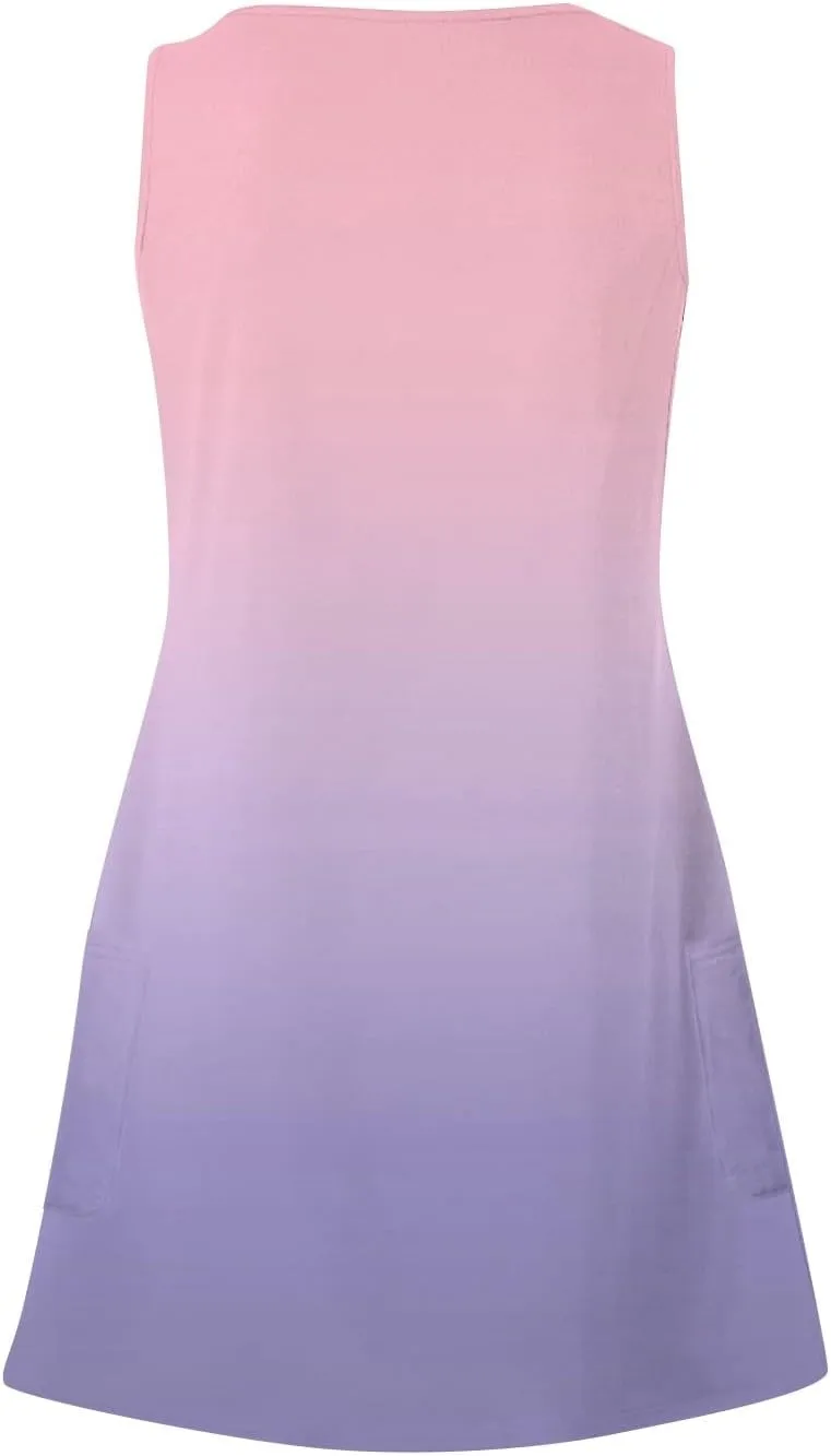 DOPOCQ Dresses for Women 2024 Casual Trendy Gradient Sleeveless Boho Sundress Summer Oversized Sexy V Neck Tank Mini Dresses