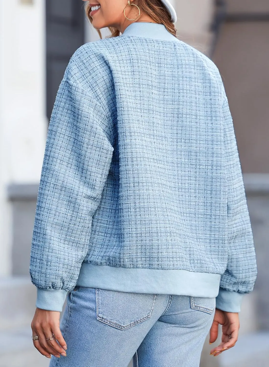 EVALESS Fashion Jacket for Women 2024 Fall Winter Trendy Button Short Shacket Long Sleeve Plaid Cropped Jackets