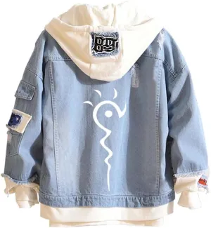 Fairytail Jeans Jacket Anime Lucy Heartfilia Cosplay Denim Jacket Hoodie Casual Fashion Ripped Novelty Coat for Unisex