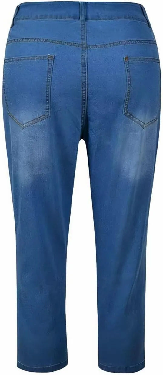 Flamingals High Waist Capris Jeans for Women Casual Summer Butt Lifting Skinny Denim Capri