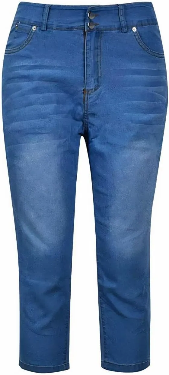 Flamingals High Waist Capris Jeans for Women Casual Summer Butt Lifting Skinny Denim Capri