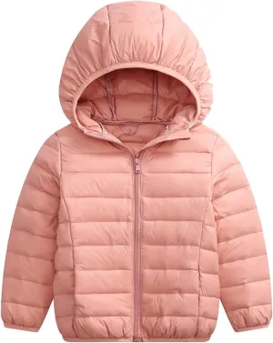 FLITAY Kid Winter Looser Fit Hooded Down Jacket Lightweight Warm Packable Jacket with Pocket