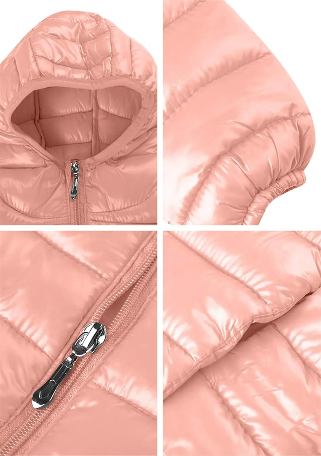 FLITAY Kid Winter Looser Fit Hooded Down Jacket Lightweight Warm Packable Jacket with Pocket