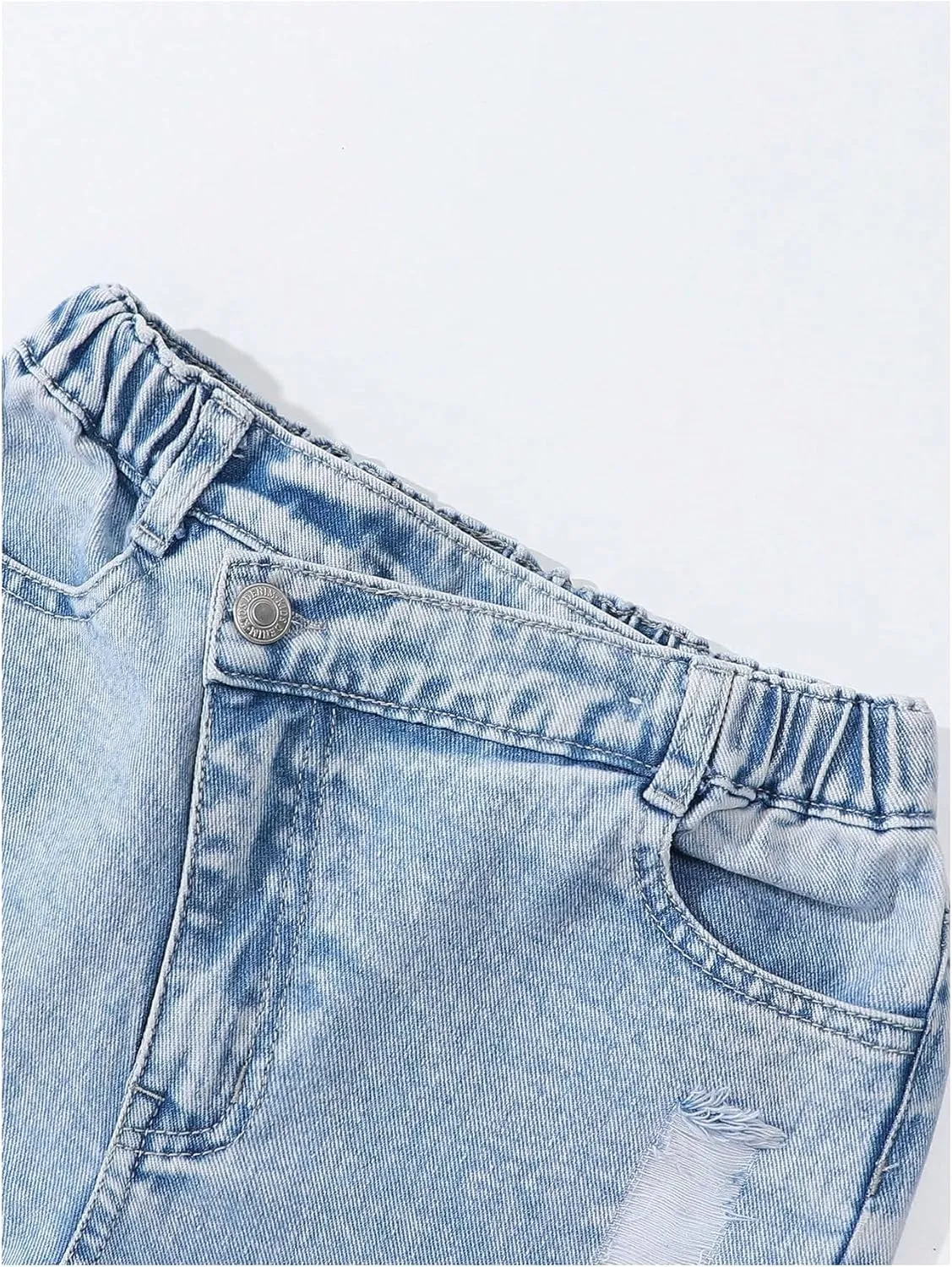 Floerns Girl's Butterfly Print Asymmetric Waist Ripped Jeans Wide Leg Y2k Denim Pants