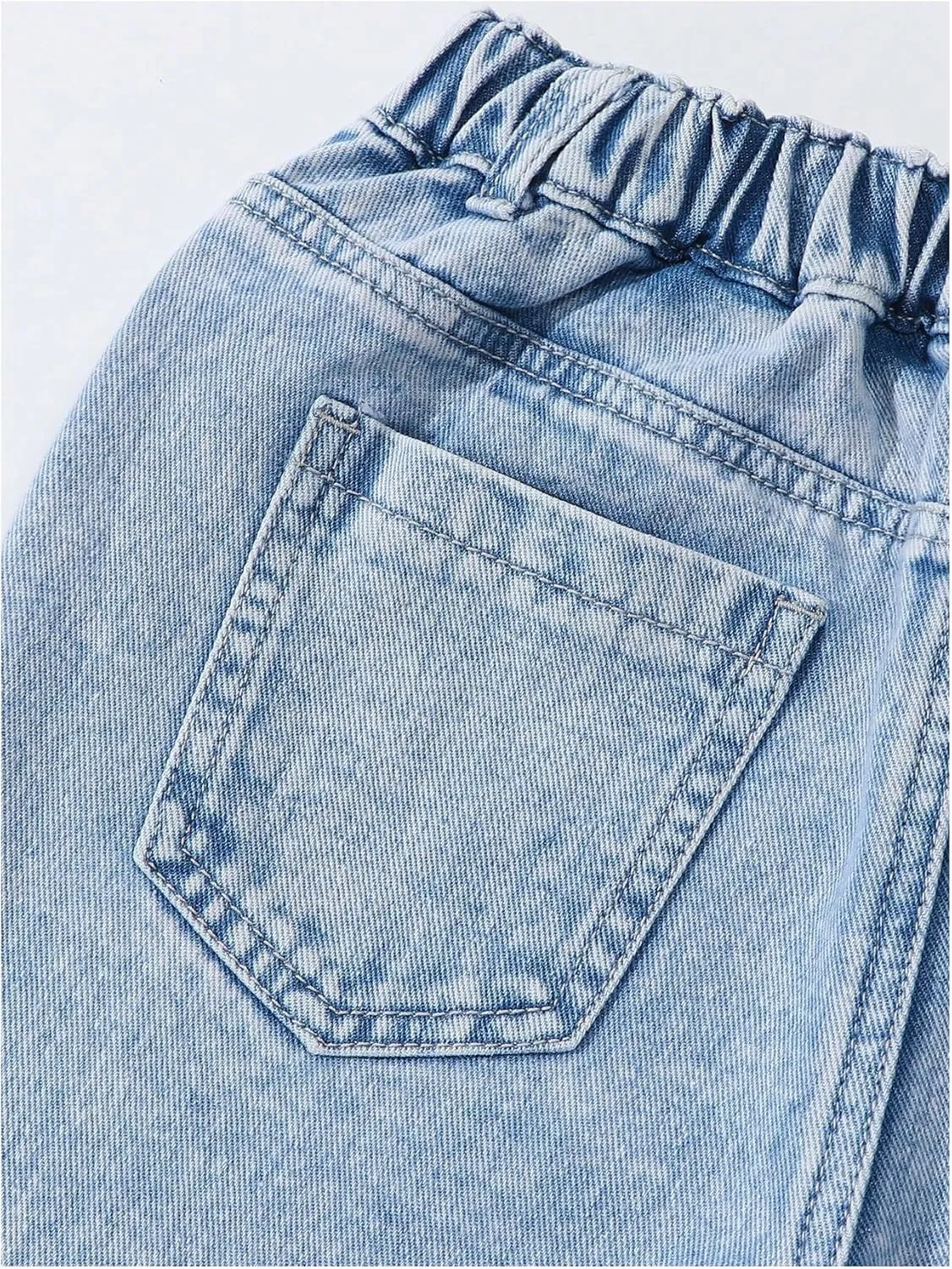 Floerns Girl's Butterfly Print Asymmetric Waist Ripped Jeans Wide Leg Y2k Denim Pants