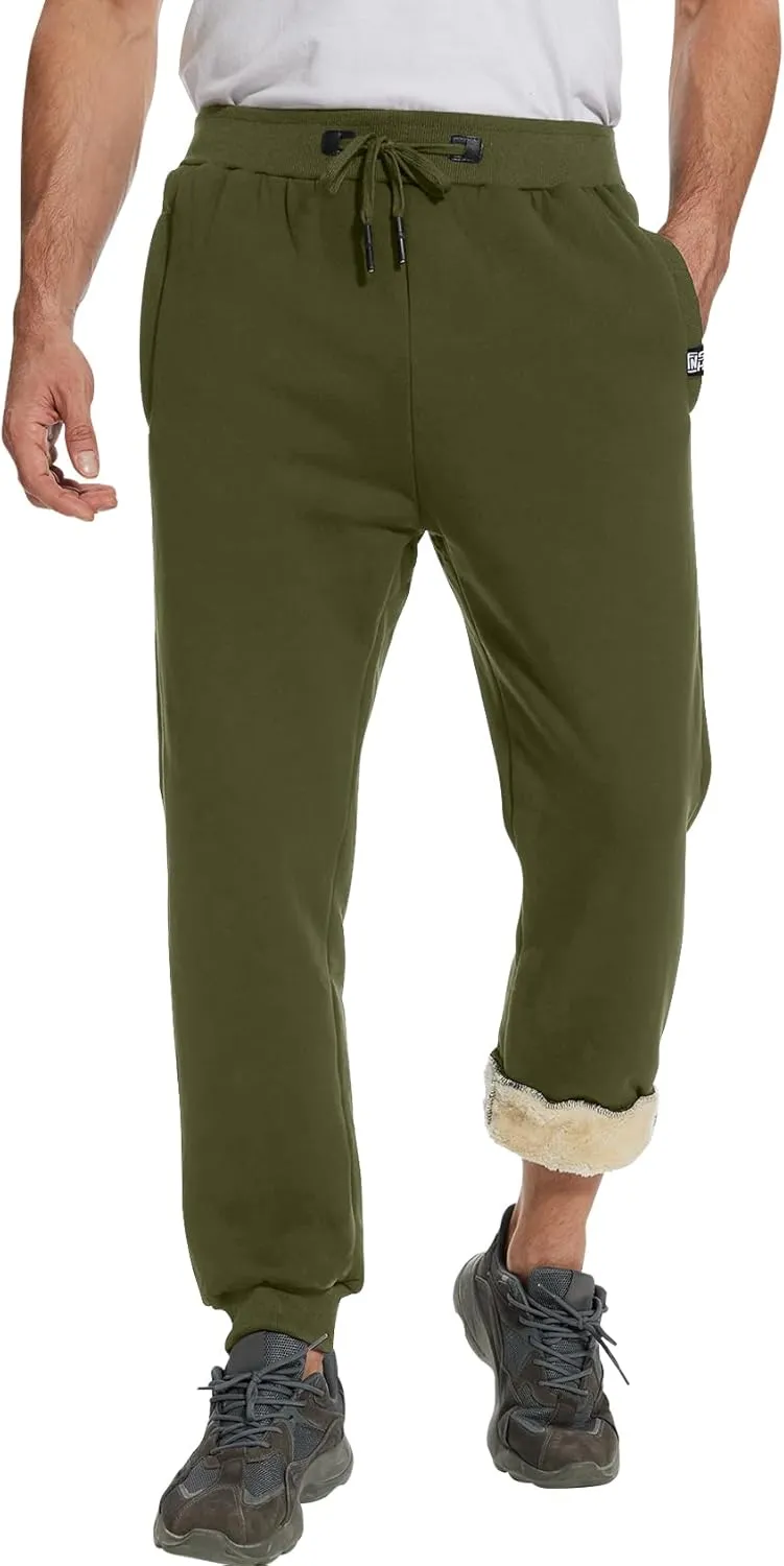 Flygo Men's Fleece Pants Winter Warm Joggers Pants Active Sherpa Lined Sweatpants