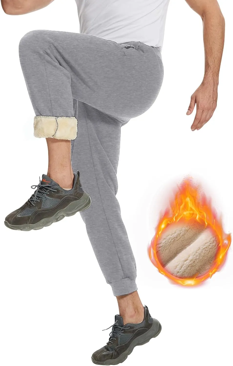 Flygo Men's Fleece Pants Winter Warm Joggers Pants Active Sherpa Lined Sweatpants