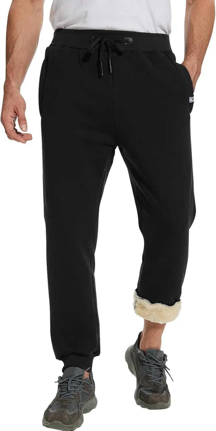 Flygo Men's Fleece Pants Winter Warm Joggers Pants Active Sherpa Lined Sweatpants