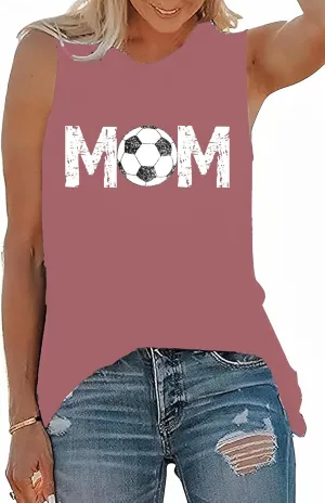 Football Tank Top for Women Soccer Mom Shirt Funny Football Graphic Tshirt Letter Printed Casual Summer Sleeveless Tops