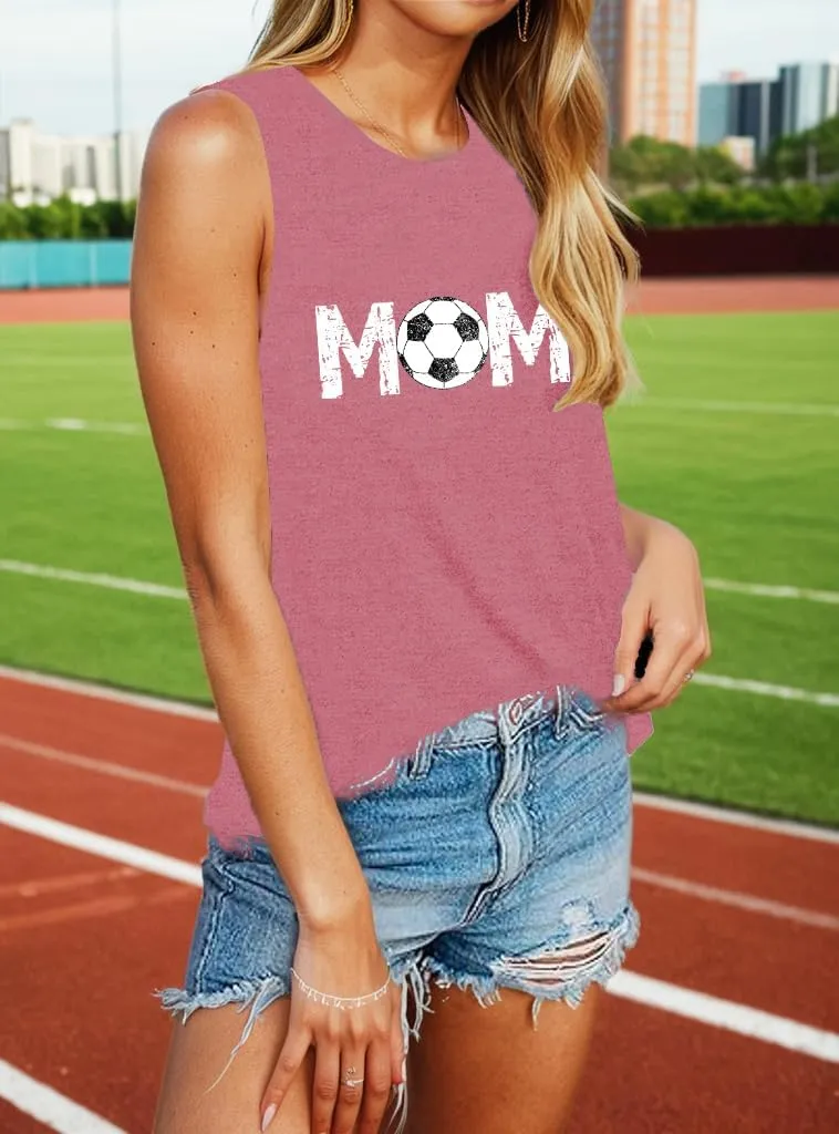 Football Tank Top for Women Soccer Mom Shirt Funny Football Graphic Tshirt Letter Printed Casual Summer Sleeveless Tops