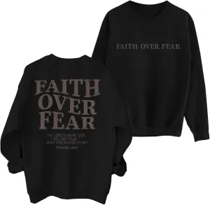 FRYAID Christian Sweatshirt Women Faith Over Fear Christian Religious Sayings Pullover Shirt Letter Print Long Sleeve Tops